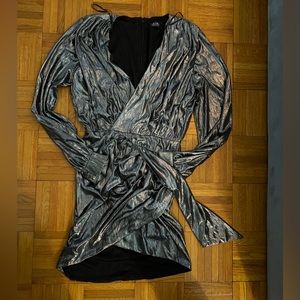 Long sleeve metallic mini dress